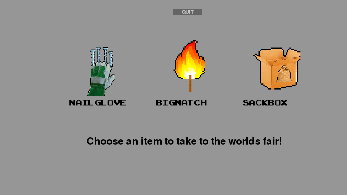 Choose an item to take to the final scene